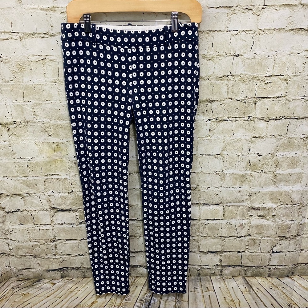 J Crew Winnie Pant In Stretch Cotton Floral Flat Front Side Zip Pants
